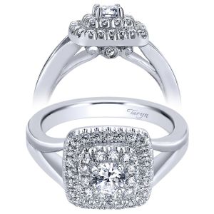 Taryn 14k White Gold Round Double Halo Engagement Ring TE910089W44JJ