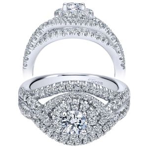 Taryn 14k White Gold Round Double Halo Engagement Ring TE910093W44JJ
