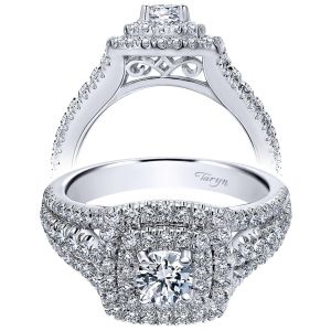 Taryn 14k White Gold Round Double Halo Engagement Ring TE910094W44JJ