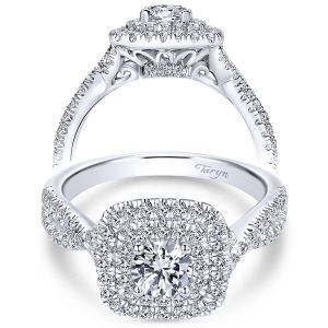 Taryn 14k White Gold Round Double Halo Engagement Ring TE910139W44JJ