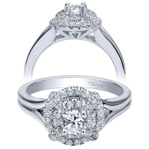 Taryn 14k White Gold Round Double Halo Engagement Ring TE910143W44JJ