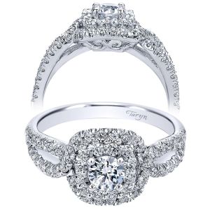 Taryn 14k White Gold Round Double Halo Engagement Ring TE910157W44JJ