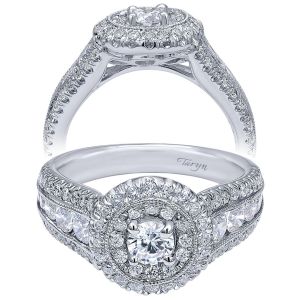 Taryn 14k White Gold Round Double Halo Engagement Ring TE910164W44JJ