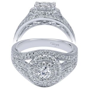 Taryn 14k White Gold Round Double Halo Engagement Ring TE910425W44JJ