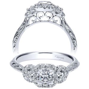 Taryn 14k White Gold Princess Cut Halo Engagement Ring TE910542W44JJ