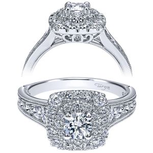Taryn 14k White Gold Round Double Halo Engagement Ring TE911714R0W44JJ