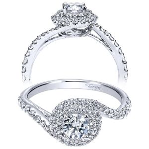 Taryn 14k White Gold Round Double Halo Engagement Ring TE911728R0W44JJ
