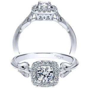 Taryn 14k White Gold Round Halo Engagement Ring TE911729R0W44JJ