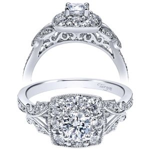 Taryn 14k White Gold Round Halo Engagement Ring TE911882R0W44JJ
