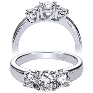 Taryn 14k White Gold Round 3 Stones Engagement Ring TE92716W44JJ