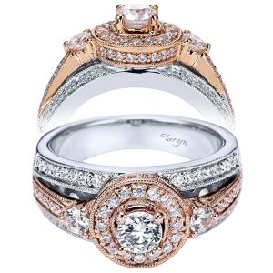 Taryn 14k White/Rose Gold Round 3 Stones Engagement Ring TE94032T44JJ