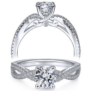 Taryn 14k White Gold Round Twisted Diamond Engagement Ring TE9408W44JJ