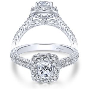 Taryn 14k White Gold Cushion Cut Halo Engagement Ring TE9524W44JJ