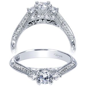 Taryn 14k White Gold Round 3 Stones Engagement Ring TE95411W44JJ