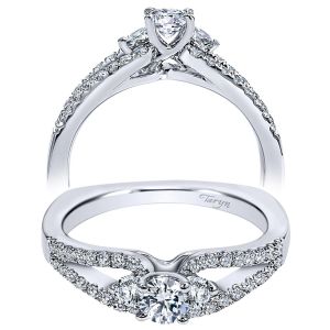 Taryn 14k White Gold Round 3 Stones Engagement Ring TE96088W44JJ