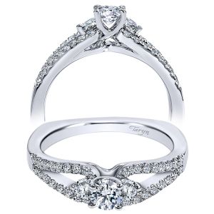 Taryn 14k White Gold Round 3 Stones Engagement Ring TE96088W44JJ