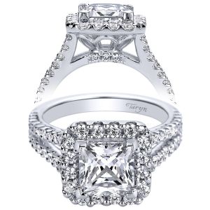 Taryn 14k White Gold Princess Cut Halo Engagement Ring TE9785W44JJ