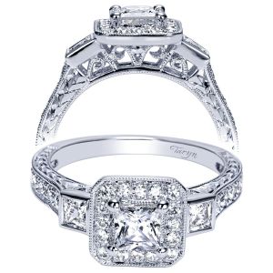 Taryn 14k White Gold Princess Cut Halo Engagement Ring TE98637W44JJ