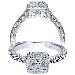 Taryn 14k White Gold Princess Cut Halo Engagement Ring TE98661W44JJ