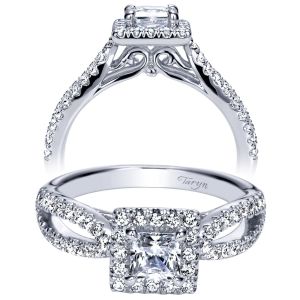 Taryn 14k White Gold Princess Cut Halo Engagement Ring TE98743W44JJ