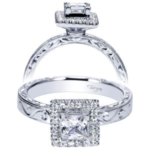 Taryn 14k White Gold Princess Cut Halo Engagement Ring TE99011W44JJ