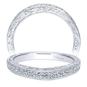 Taryn 14 Karat White Gold Round Curved Wedding Band TW10217W44JJ