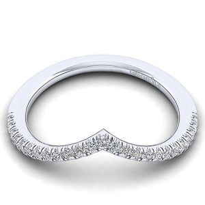 Gabriel 14 Karat White Gold Curved Wedding Band WB12644C4W44JJ