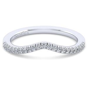 Gabriel 14 Karat White Gold Curved Wedding Band WB14411E4W44JJ