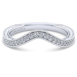 Gabriel 14 Karat White Gold Curved Wedding Band WB14445C4W44JJ