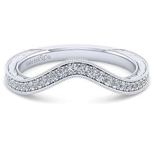 Gabriel 14 Karat White Gold Curved Wedding Band WB14445E4W44JJ