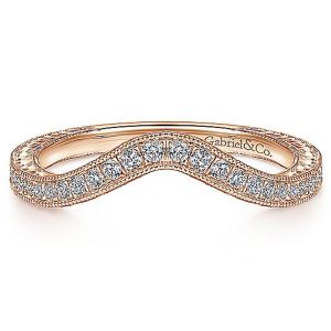 Gabriel 14 Karat Rose Gold Curved Wedding Band WB14445R4K44JJ