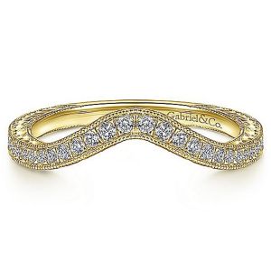 Gabriel 14 Karat Yellow Gold Curved Wedding Band WB14445R4Y44JJ