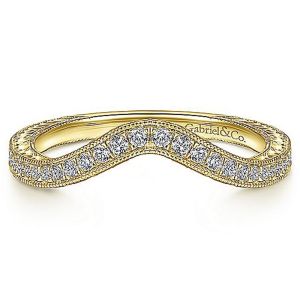 Gabriel 14 Karat Yellow Gold Curved Wedding Band WB14445R4Y44JJ