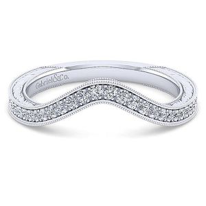 Gabriel 14 Karat White Gold Curved Wedding Band WB14445S4W44JJ