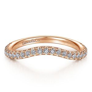 Gabriel 14K Rose Gold Curved Diamond Wedding Band WB14628R4K44JJ