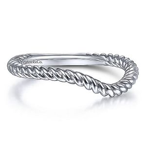 Gabriel 14 Karat White Gold Curved Matching Wedding Band WB15405R4W4JJJ