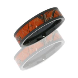 Lashbrook Z6F14/RTAP-ORANGE BEADBLAST Camo Wedding Ring or Band