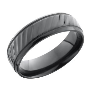 Lashbrook Z7B2UMILSTRIPES Zirconium Wedding Ring or Band