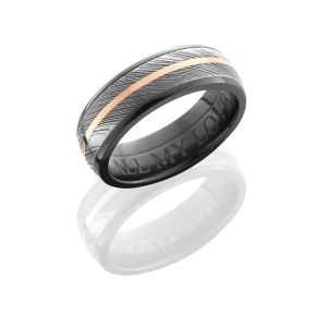 Lashbrook Z7D15-Damascus11-14KR Satin-Acid-Polish Zirconium Damascus Steel Wedding Ring or Band