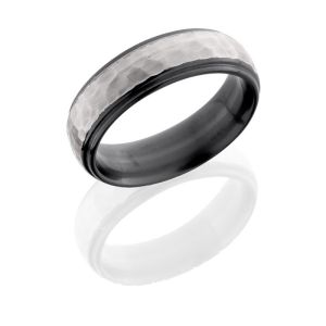 Lashbrook Z7DGE HAMMER SILVER-POLISH Zirconium Wedding Ring or Band