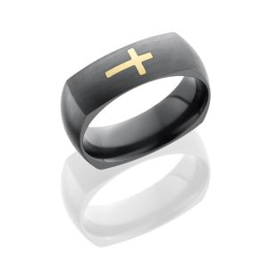 Lashbrook Z7DSQ2CROSS/14KY SATIN Zirconium Wedding Ring or Band