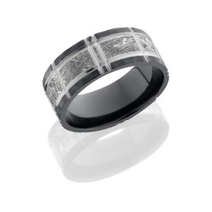 Lashbrook Z8.5F15/METEORITE/CROSSHATCH Meteorite Wedding Ring or Band