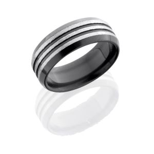 Lashbrook Z8B21(NS) SILVER STONE-POLISH Zirconium Wedding Ring or Band