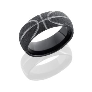 Lashbrook Z8D/BASKETBALL STIPPLE Zirconium Wedding Ring or Band