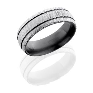 Lashbrook Z8D2.5 TREEBARK 1 SILVER Zirconium Wedding Ring or Band