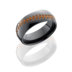 Lashbrook Z8DBASEBALLA ORANGE ANT-POLISH Zirconium Wedding Ring or Band