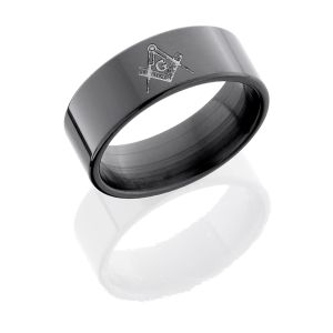 Lashbrook Z8F/MASONIC POLISH Zirconium Wedding Ring or Band
