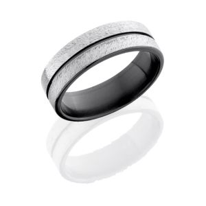 Lashbrook Z8F11 SILVER DOUBLE ANGLE STONE Zirconium Wedding Ring or Band