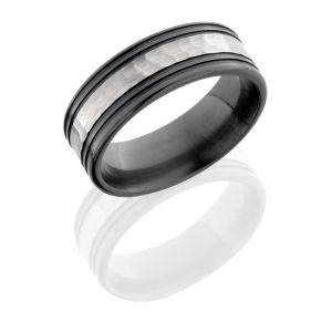 Lashbrook Z8F4SG HAMMER SILVER-POLISH Zirconium Wedding Ring or Band