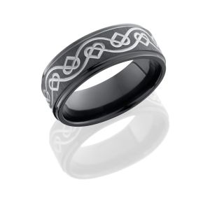 Lashbrook Z8FGE/CELTICHEART CROSS SATIN BLACK-POLISH Zirconium Wedding Ring or Band